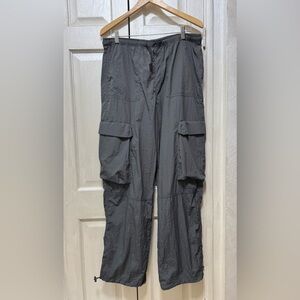 Garage Men’s M Dark Ash Nylon Parachute Cargo Pants Drawstring